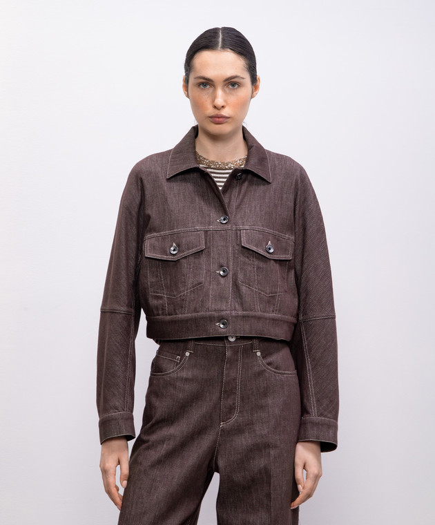 Brunello Cucinelli - Brown cropped denim jacket MB1257816