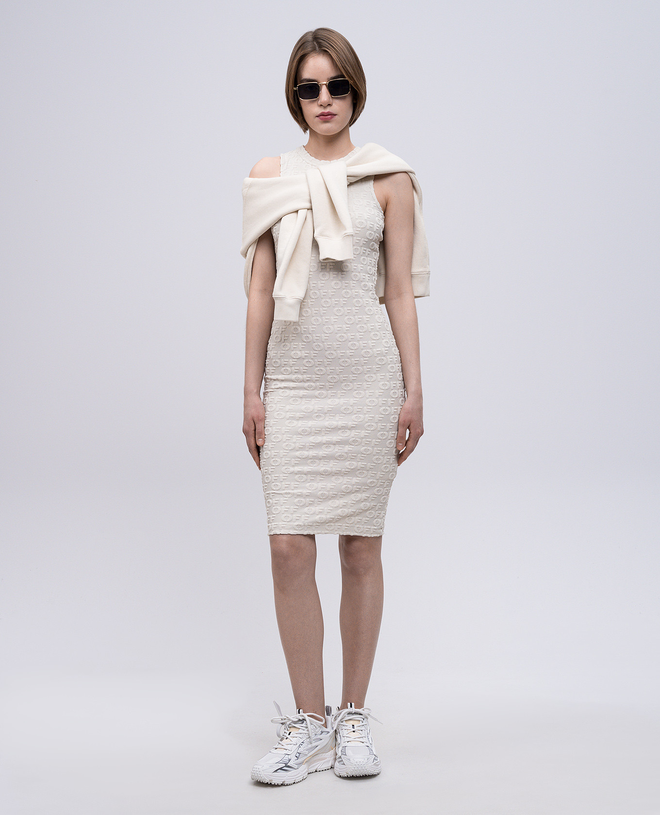 Beige dress with logo pattern Off-White 2
