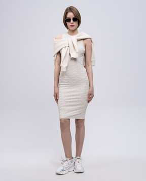 Off-White Beige dress with logo pattern OWDB54TS25JER001