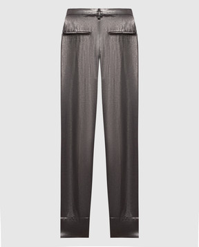 Brunello Cucinelli Silver silk pants MB913P1713