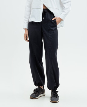 Peserico Blue wool trousers with logo A0464801979