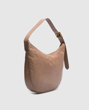 Twinset Madison beige glossy leather hobo bag 251TB7452