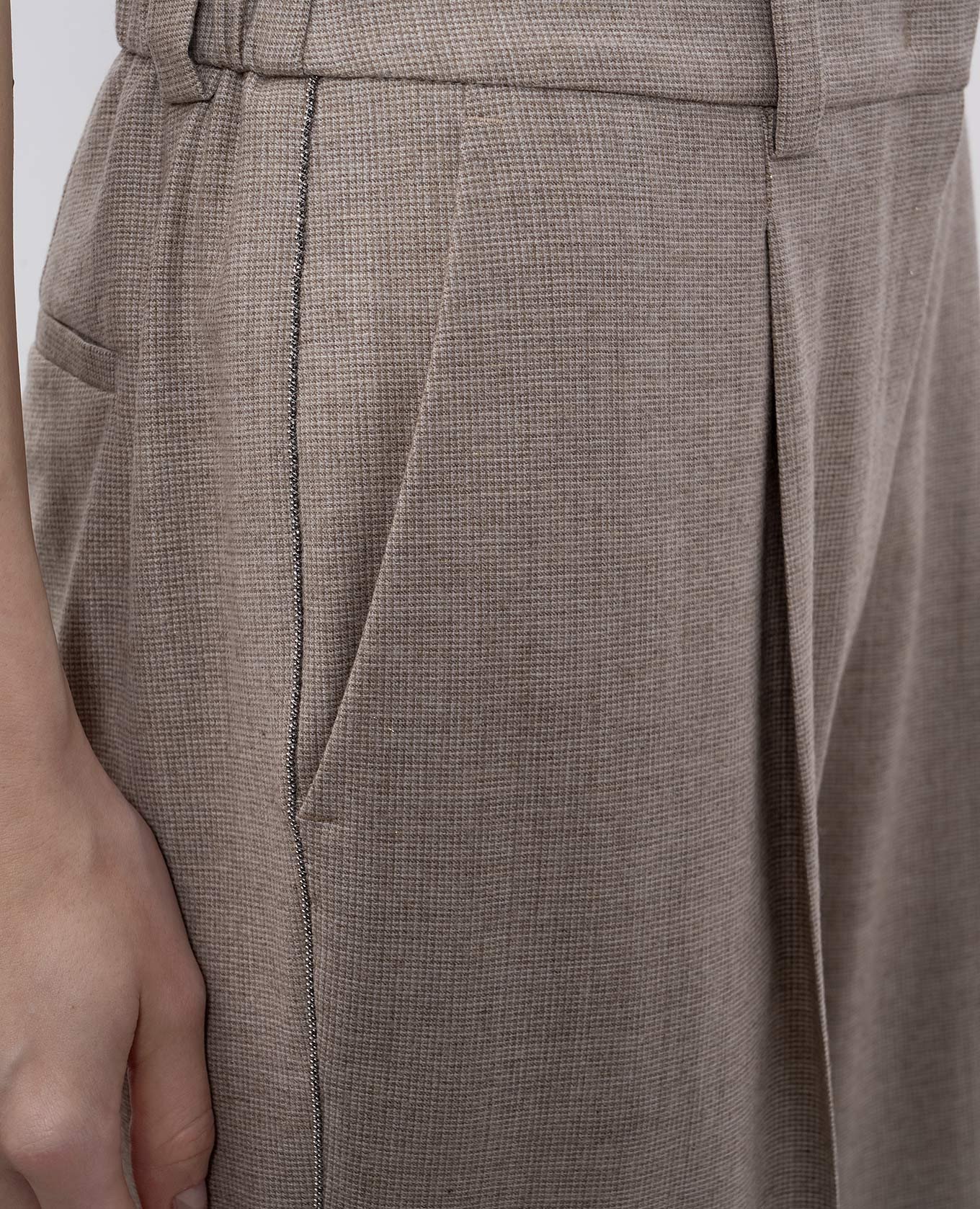 

Beige checked wool pants Peserico