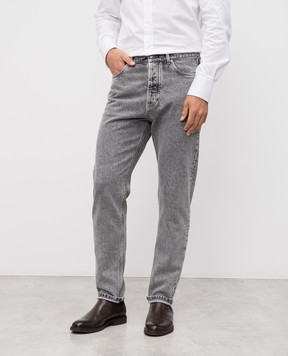 Brunello Cucinelli Grey jeans with logo patch M234PO1090