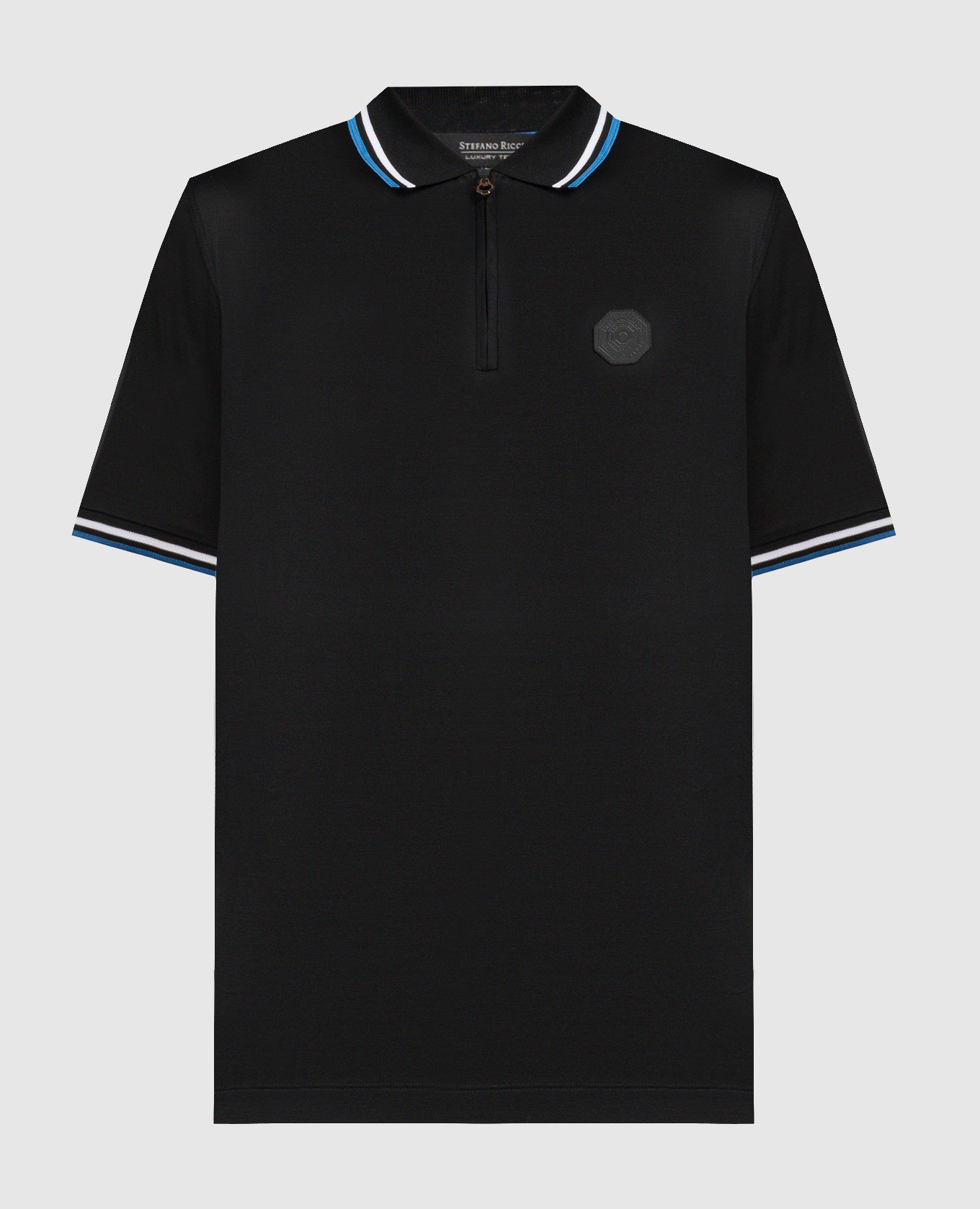 

Black polo with textured logo Stefano Ricci