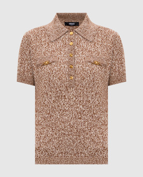 Versace Beige Mouliné wool, cashmere and silk polo shirt 10203801A15451