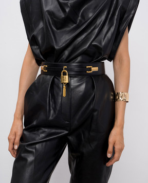 Balmain Black leather belt FN1WJ197LSLX