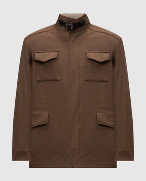 Cashmere&Whiskey Brown cashmere jacket with patch pockets CW0011000
