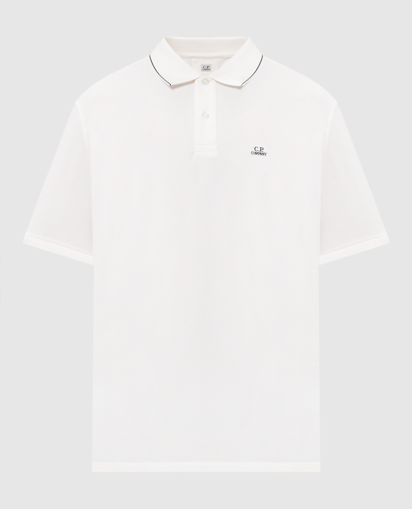 

White polo shirt with logo C.P. Company