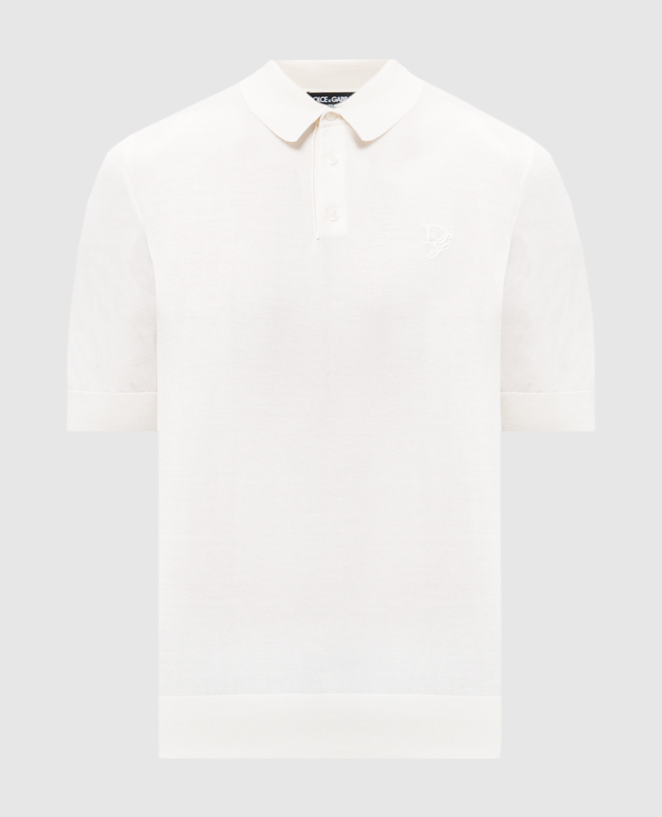 

White silk polo shirt with embroidered logo Dolce&Gabbana
