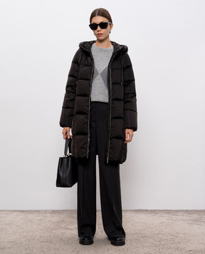 Peserico Black quilted down jacket with monil chain S2410506104