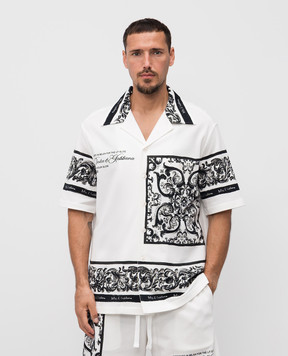 Dolce&Gabbana White Hawaii shirt with Majolica print G5JH9TII7HN