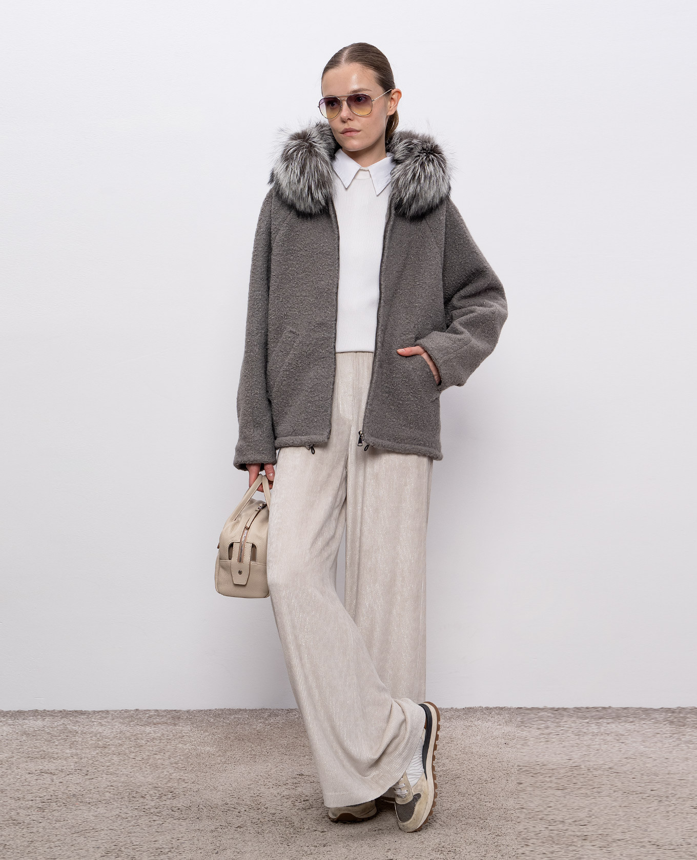 

Codice grey fox fur jacket Simonetta Ravizza