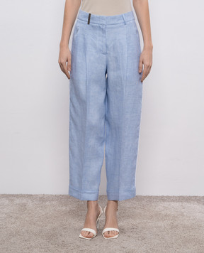 Peserico Blue linen pants P0403502603