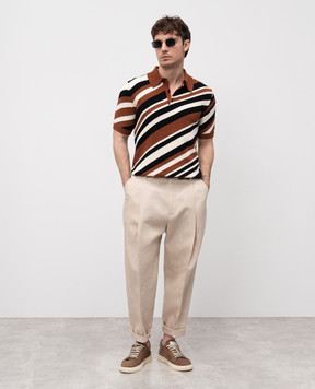 Dolce&Gabbana Brown striped polo shirt GXZ64TJFMMS