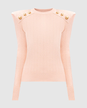 Balmain Pink jumper with accent shoulders EF1KD001KB07