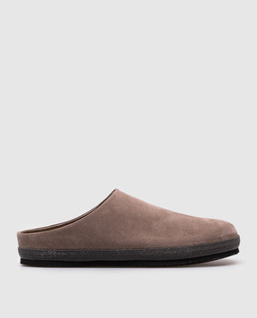 Brunello Cucinelli Brown suede mules with monil chain MZSFG3040P