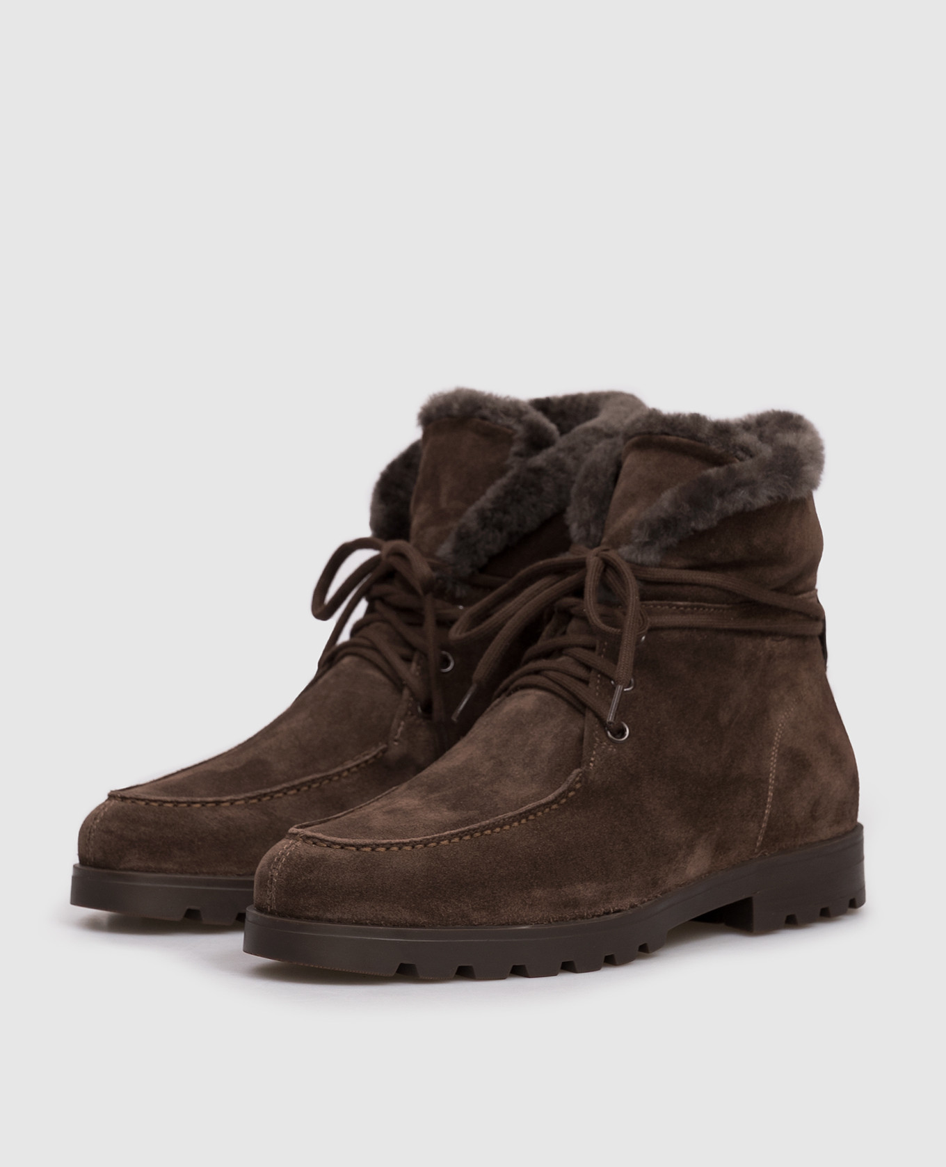 

Brown suede boots with fur Santoni