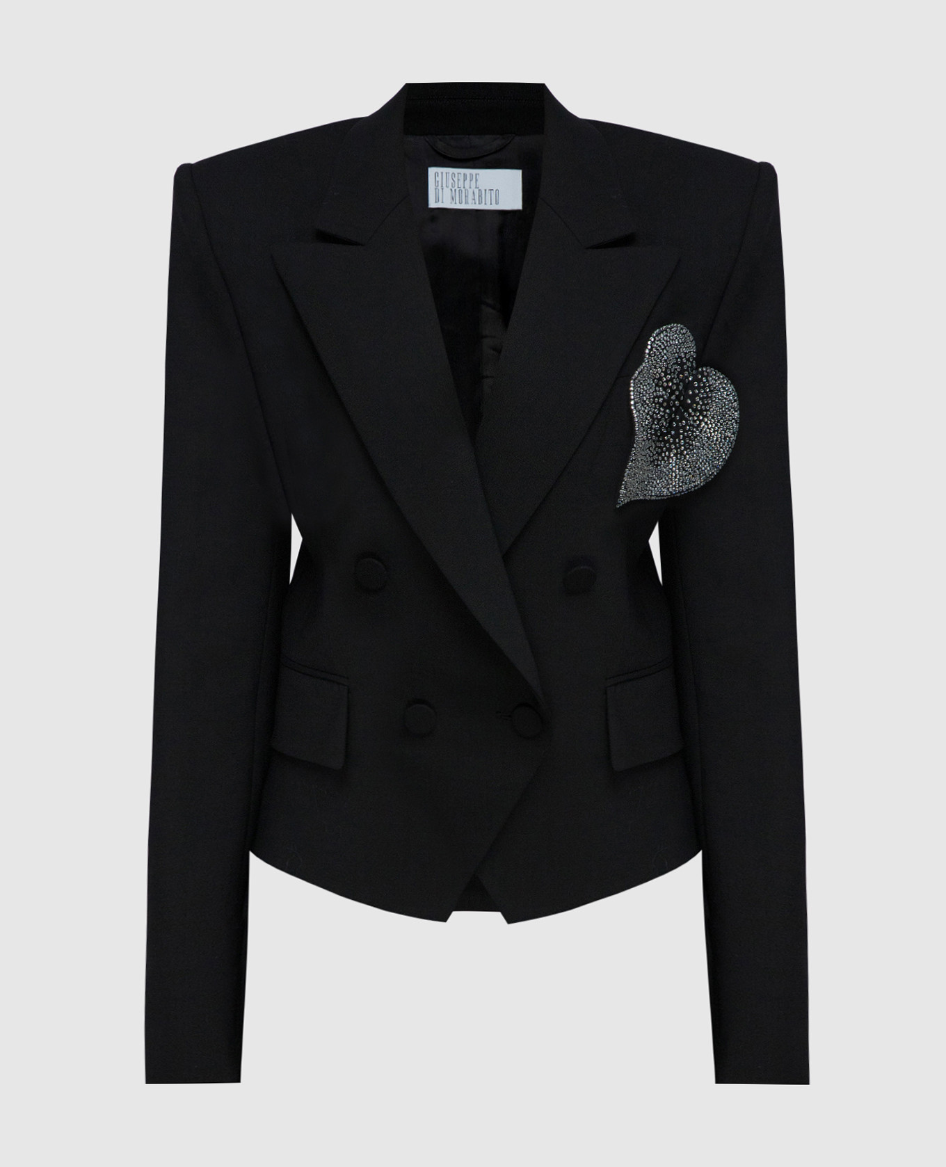 

Black double-breasted wool jacket with crystal appliqué Giuseppe Di Morabito Milano