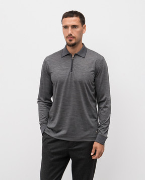 Stefano Ricci Grey wool polo shirt with logo K909051P30T25303