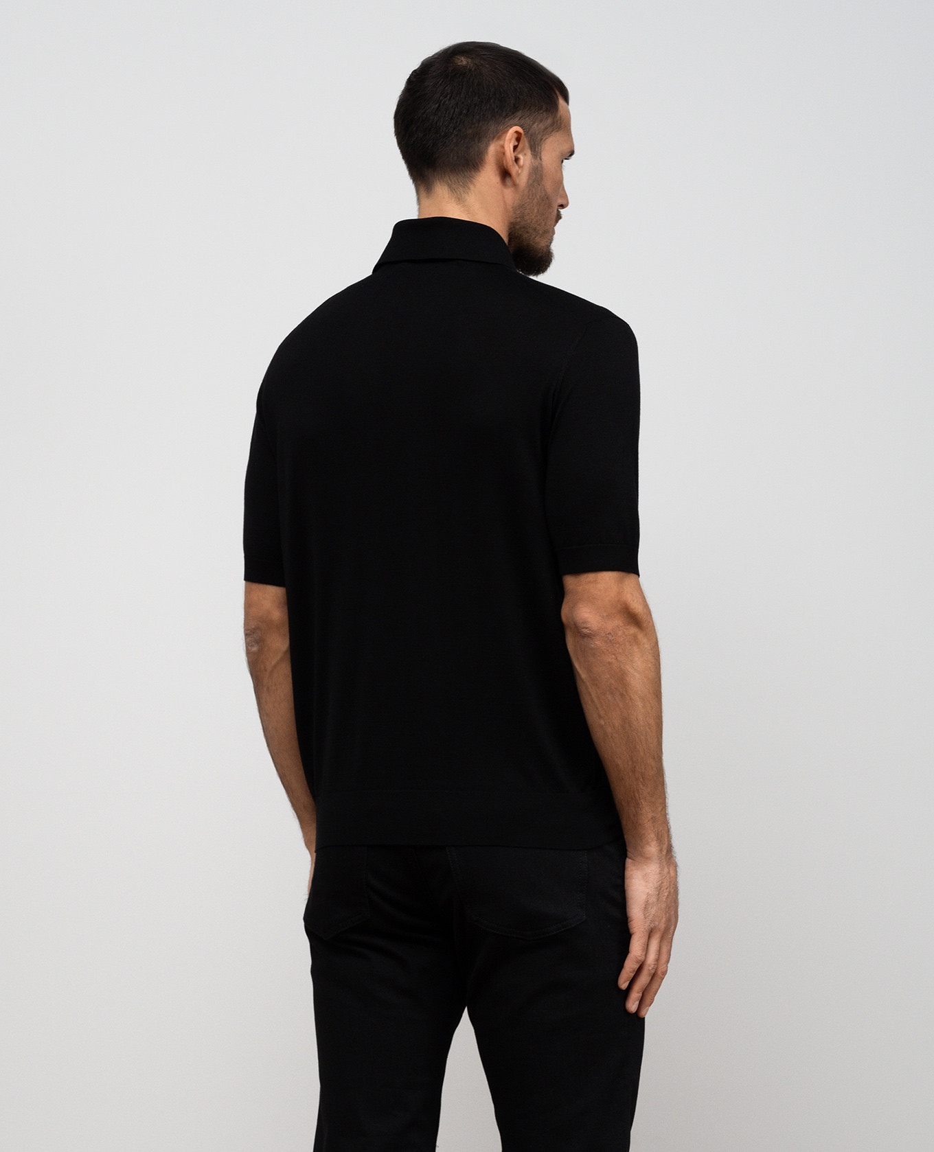 

Black silk polo shirt Stefano Ricci