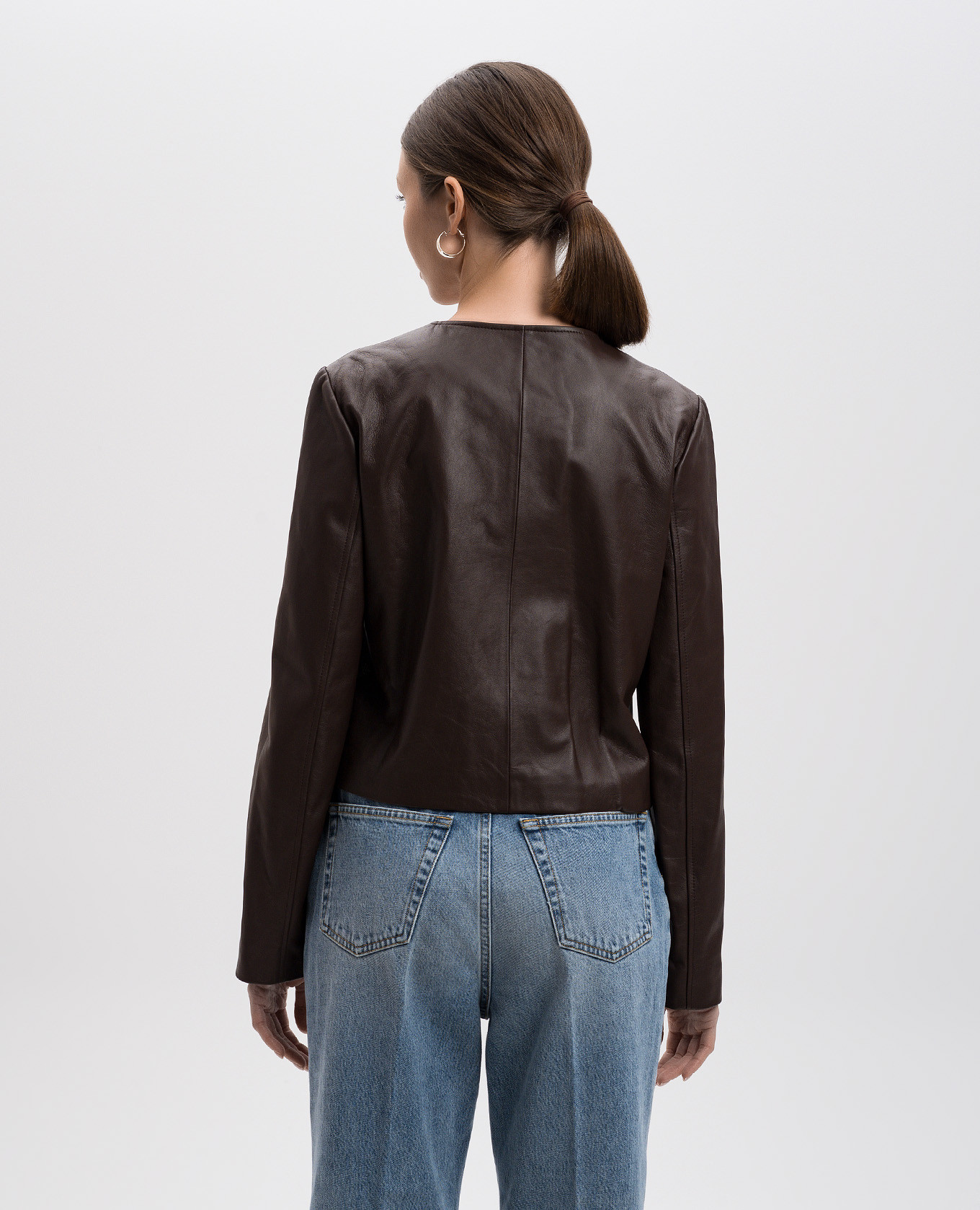 

Brown leather cropped jacket Carlos Simonetta Ravizza