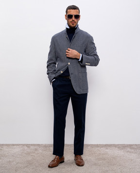 Brunello Cucinelli Blue wool and cashmere turtleneck M2400103