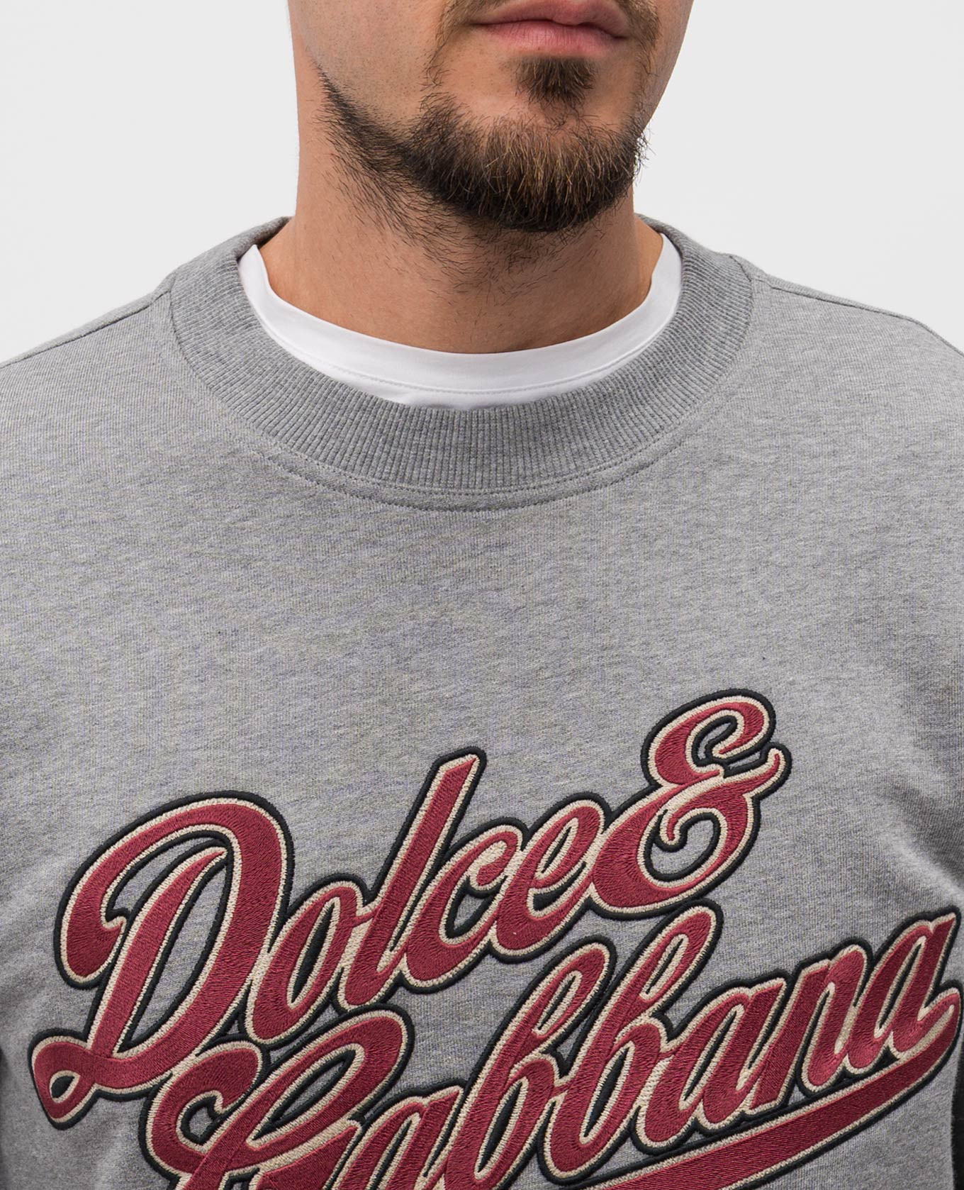 Grey melange sweatshirt with logo embroidery Dolce&Gabbana 5