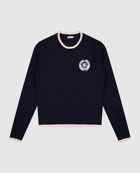 Dolce&Gabbana Children's blue wool sweater with logo L5KWK5JDVB7