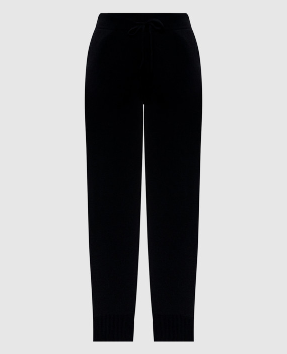 HESPERO black cashmere joggers with embroidery