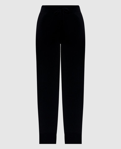 HESPERO black cashmere joggers with embroidery
