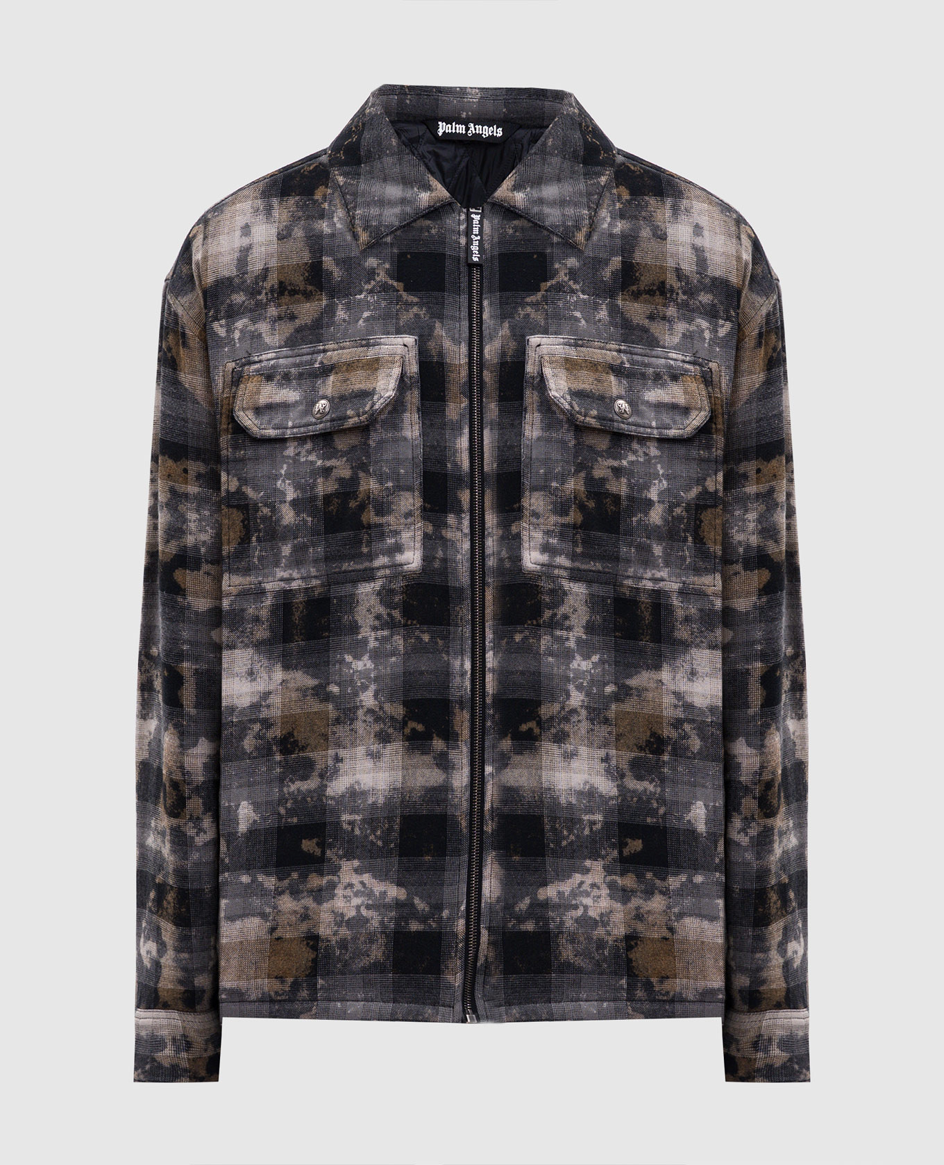 

Gray checked shirt jacket Palm Angels, Grey