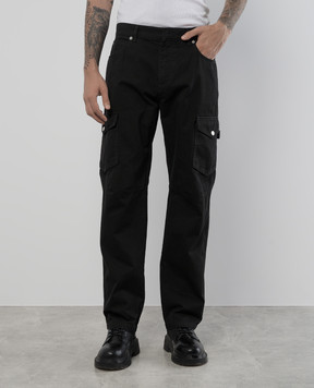 Balmain Black cargo jeans with logo patch DH1MI080CF31