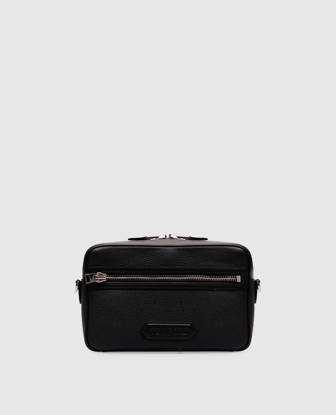 

Black leather bag with logo patch Tom Ford