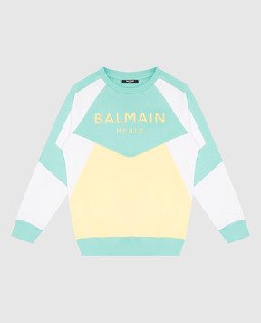 Balmain Children's green sweatshirt with textured logo BW4Q10Z0081410