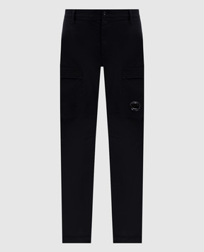C.P. Company Black cargo pants with logo patch MPA068A005529G