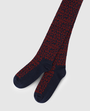 Dolce&Gabbana Children's blue tights with a logo pattern LBKAE9JBCDO