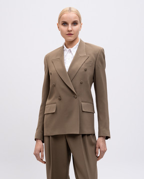 Jacob Lee Khaki double-breasted silk jacket WFB053SS25SCLO