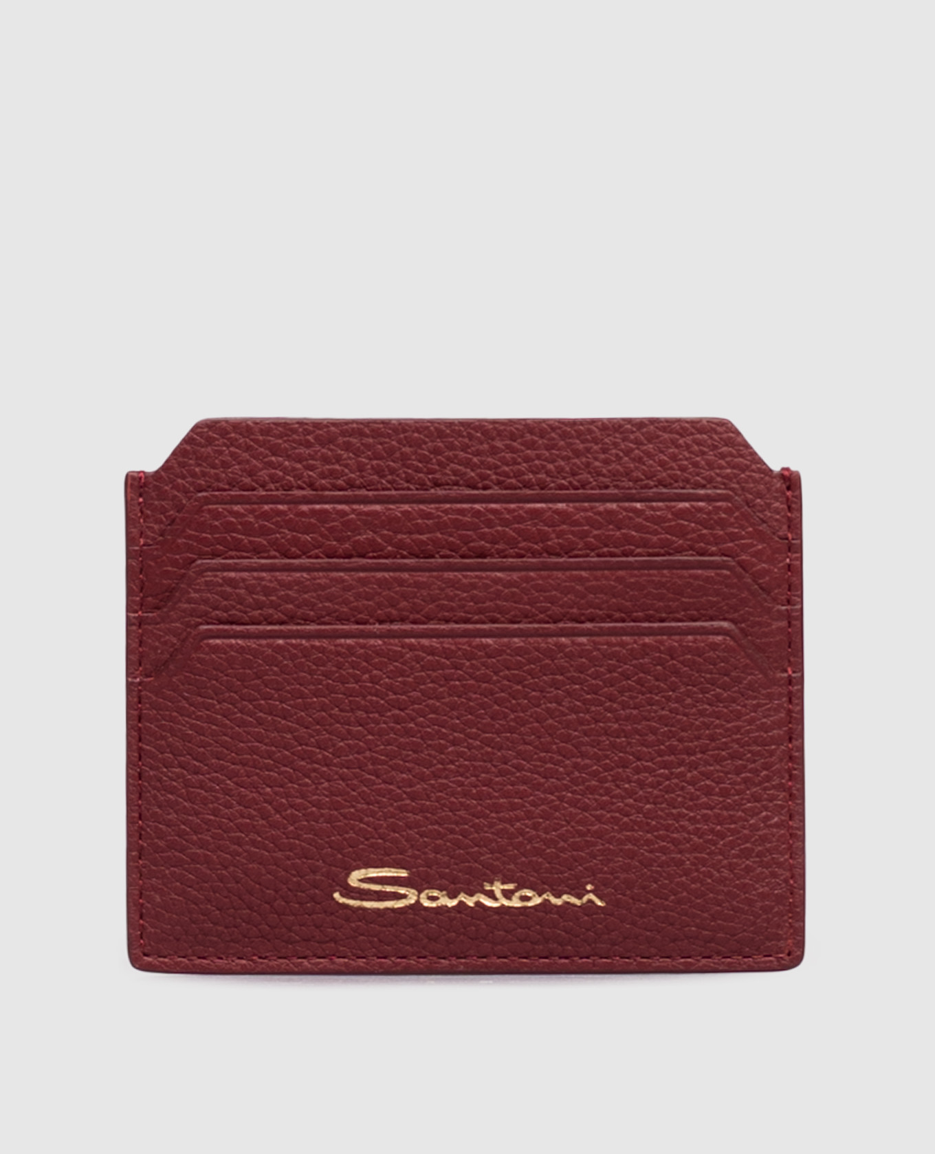 Burgundy leather cardholder with logo Santoni