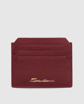 Santoni Burgundy leather cardholder with logo DFPPA2693FOHSIW