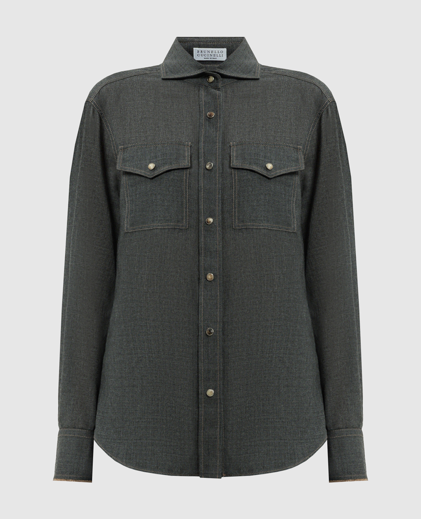 

Gray wool shirt with monil chain Brunello Cucinelli, Grey