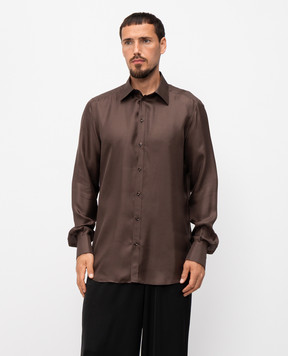 Dolce&Gabbana Brown silk shirt G5MM4TFU10S