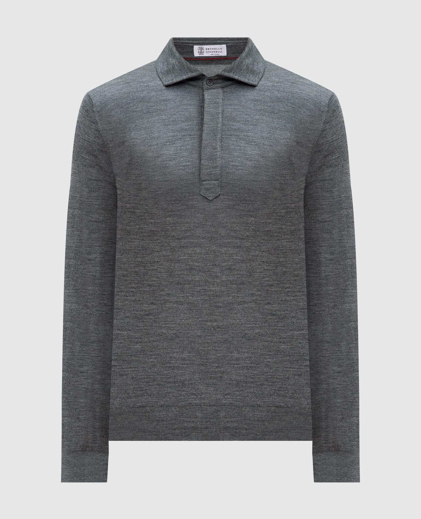 

Gray melange wool and cashmere polo shirt Brunello Cucinelli, Grey