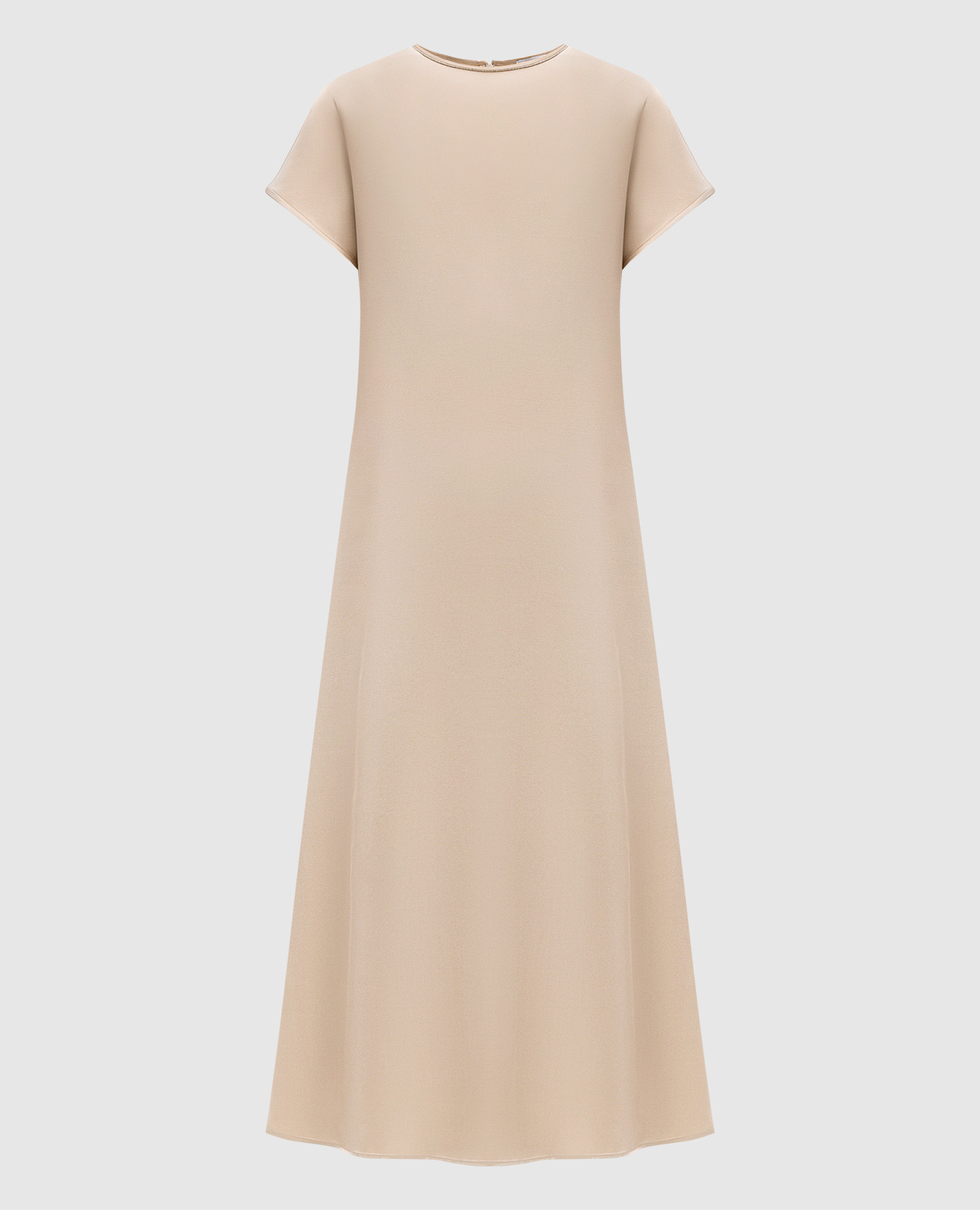 Beige dress with shiny texture and monil chain Peserico