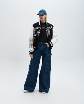 Off-White Blue cargo jeans with logo embroidery OWYB019F24DEN001