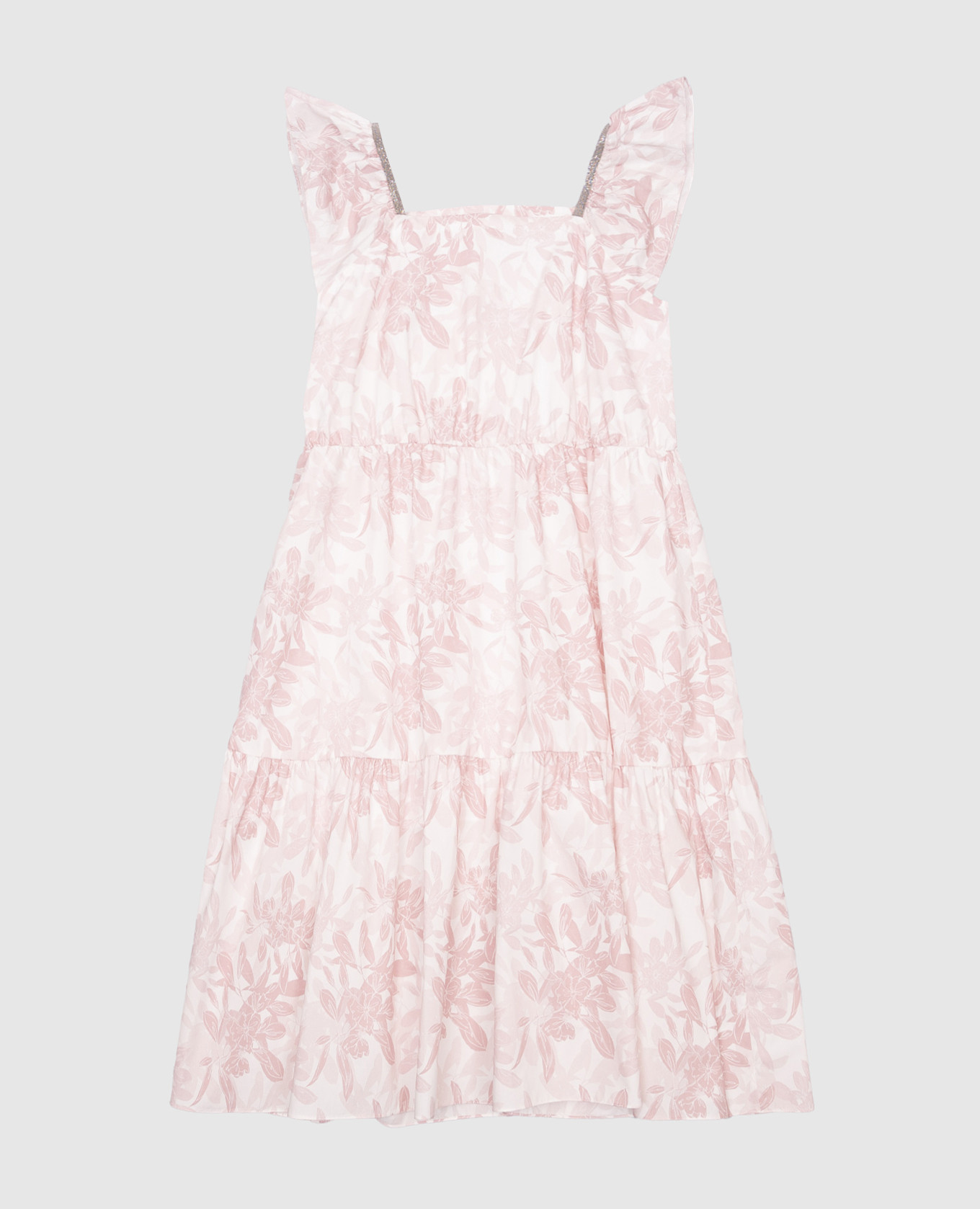 Children's pink dress with floral print Brunello Cucinelli 2