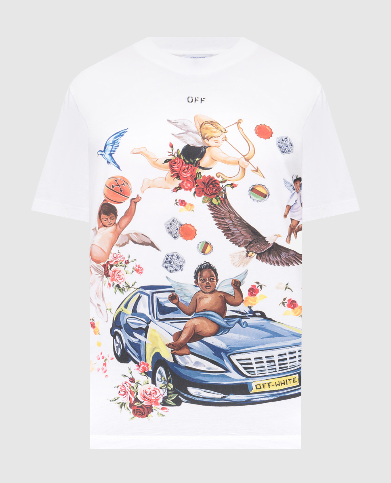 White T-shirt with Fresco car print and logo Off-White