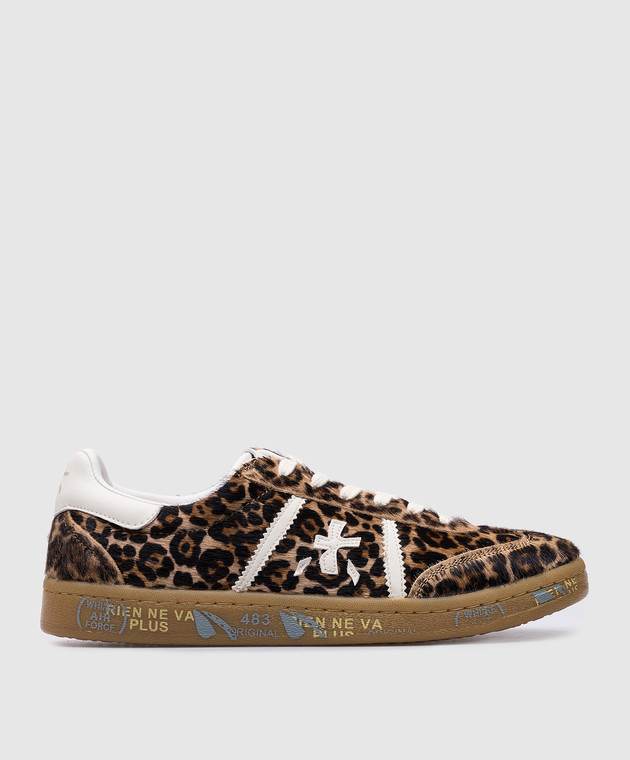 Premiata - BONNIED brown leather sneakers in leopard print