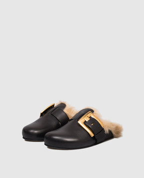 Balmain Black leather mules FN1UR139LVIT
