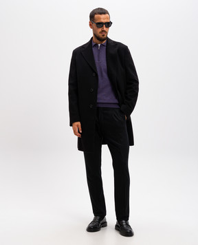 Cashmere&Whiskey Purple merino wool polo shirt 94394Z